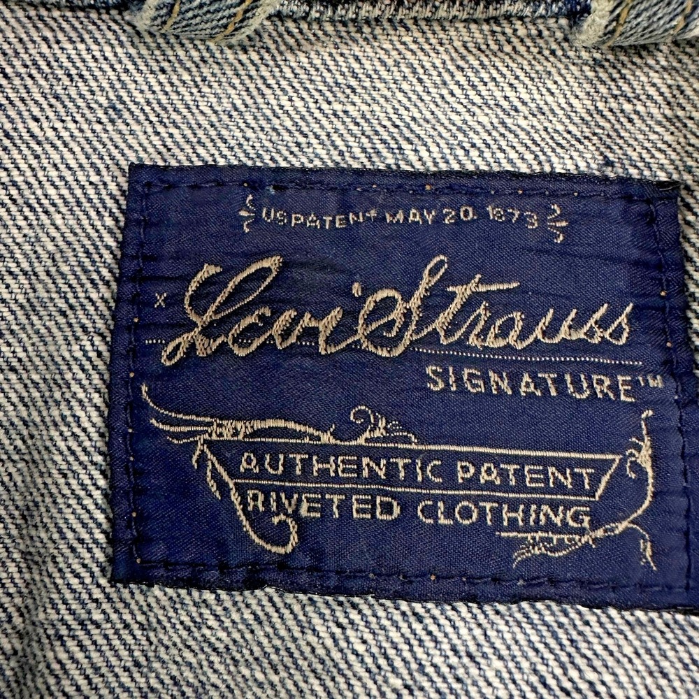 Vintage Levi Strauss Signature Denim Trucker Jacket Sz S Gorpcore Workwear Indie - Picture 3 of 14